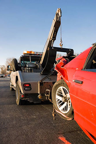 truck being towed