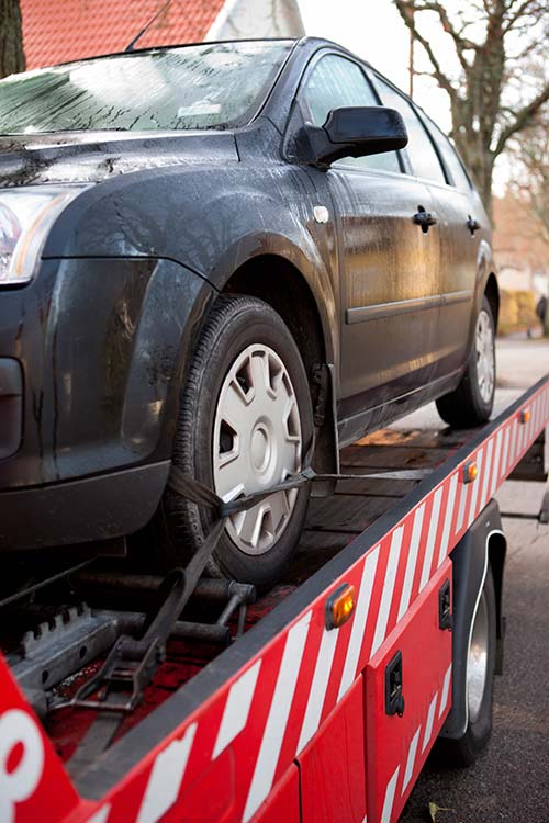 truck being towed